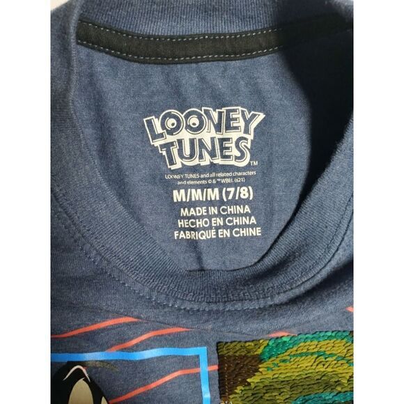 Looney Tunes Kids T Shirt w/ Sequenced Marvin the Martian - Size M/M/M (7/8) - Picture 4 of 4